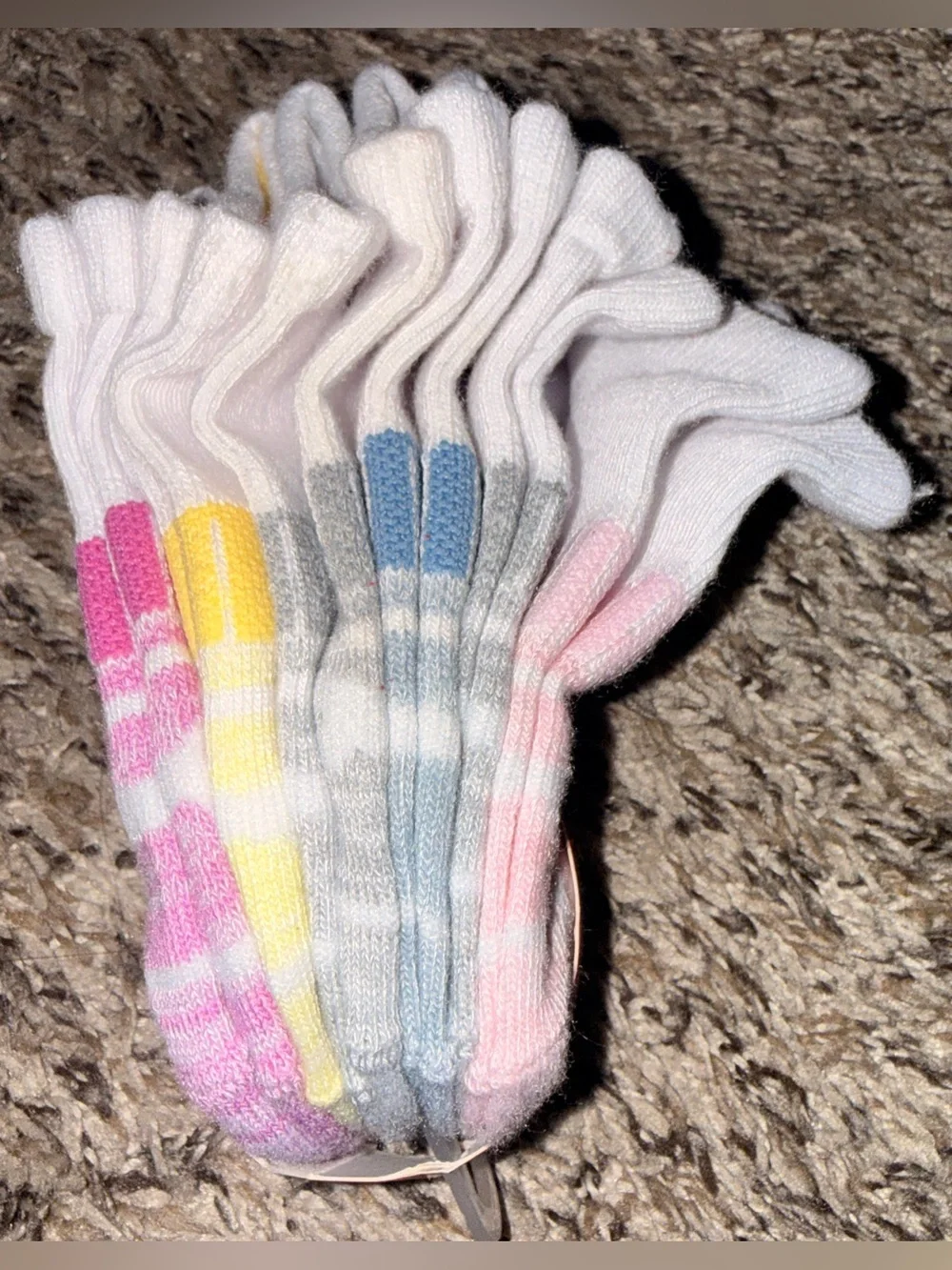 Puma White Low-Cut Socks with Pink and Yellow Accents